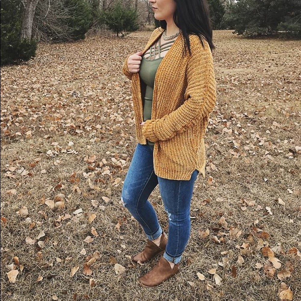 Mustard chenille cardigan